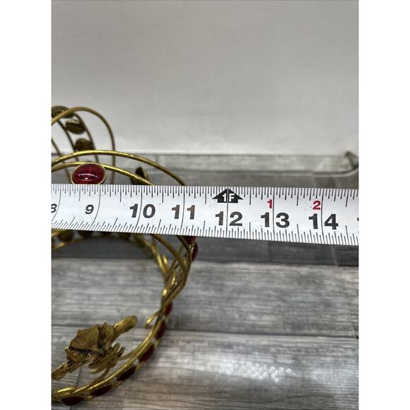 Gold Metal and Faux Ruby Crown - Fleur-de-Lis - Decor or Costume - 11" tall {XX} - Picture 8 of 10
